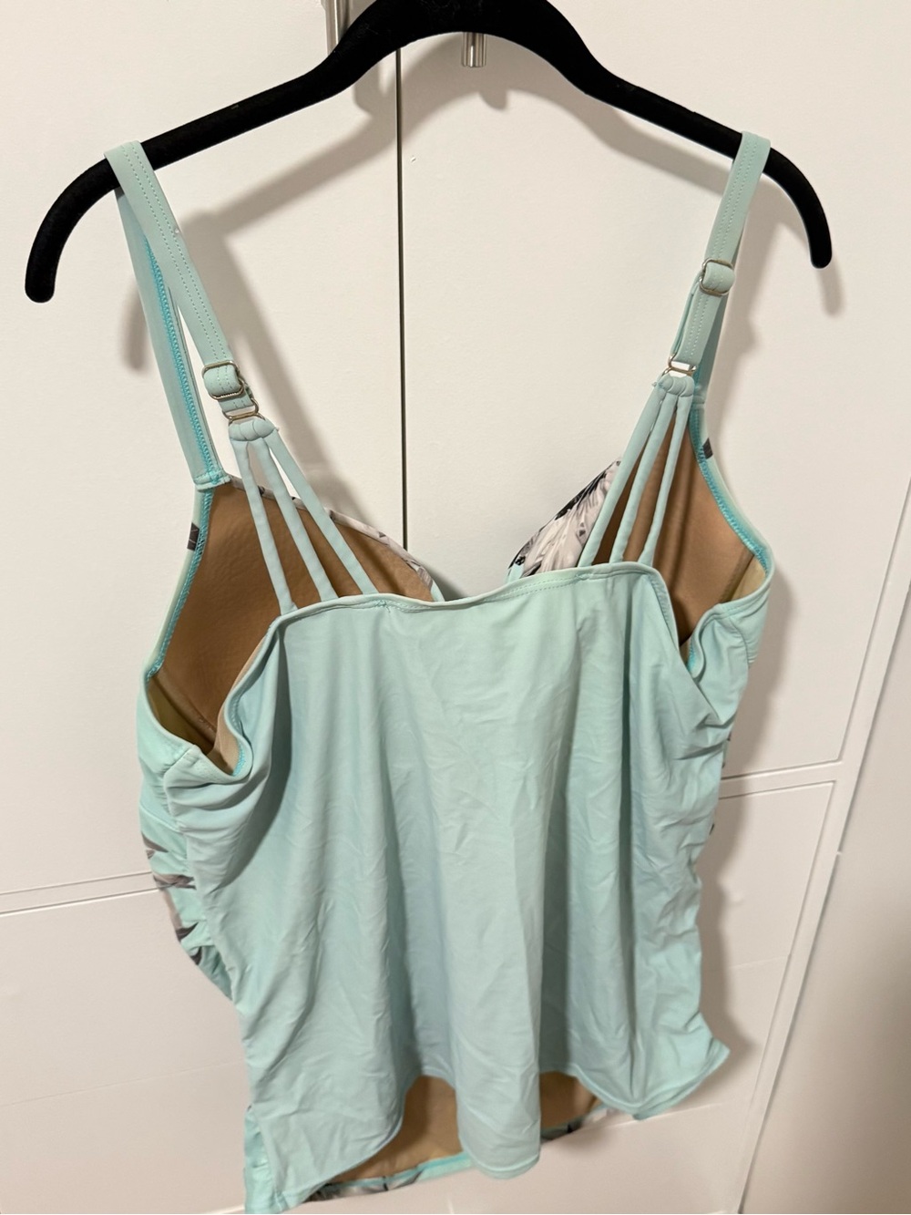 Lane Bryant Cacique 44C Aqua Ruched Tankini Top with Built-In Balconette Bra - Picture 5 of 6
